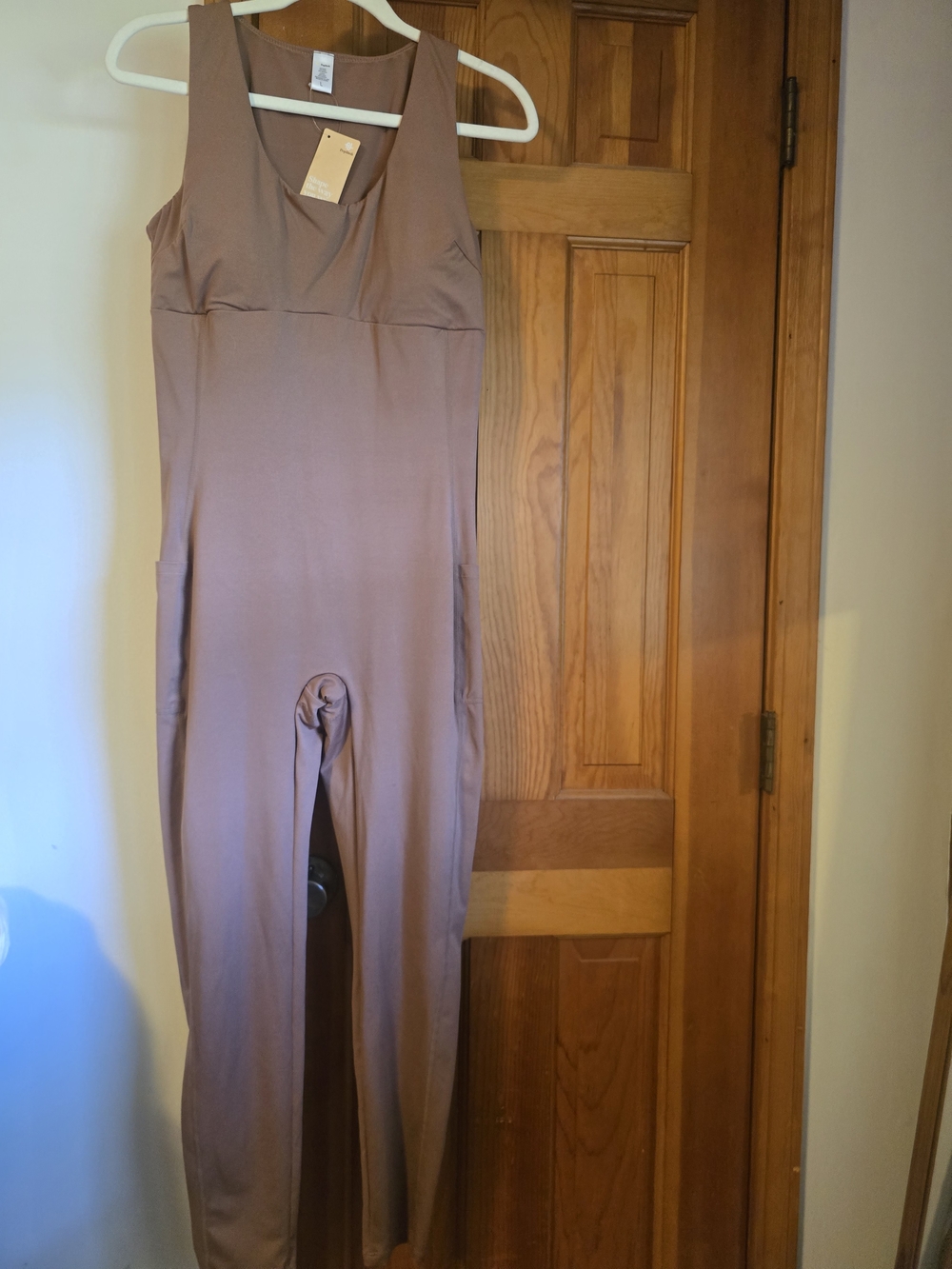 NWT Poplish Sleeveless Shaping Jumpsuit in Mauve Brown